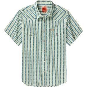 Men's Casual Button Down Shirt - Blue and White Striped